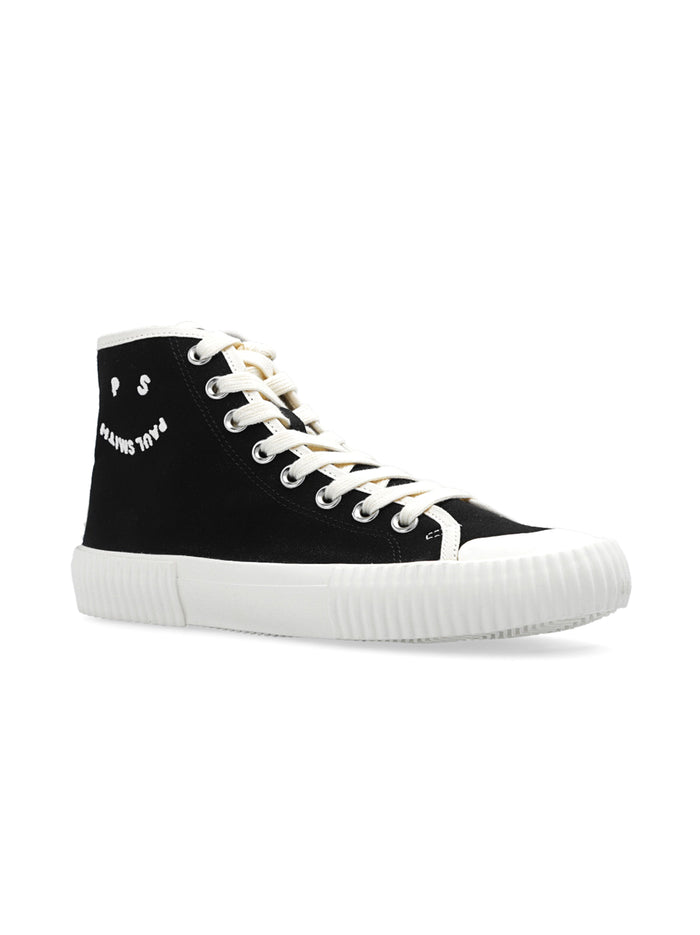 Black Canvas Sneakers with White Profiles-1