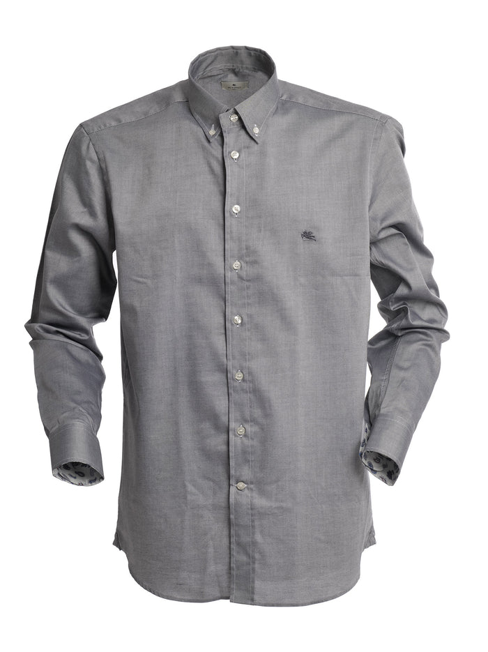 Gray Pinpoint Cotton Shirt-1