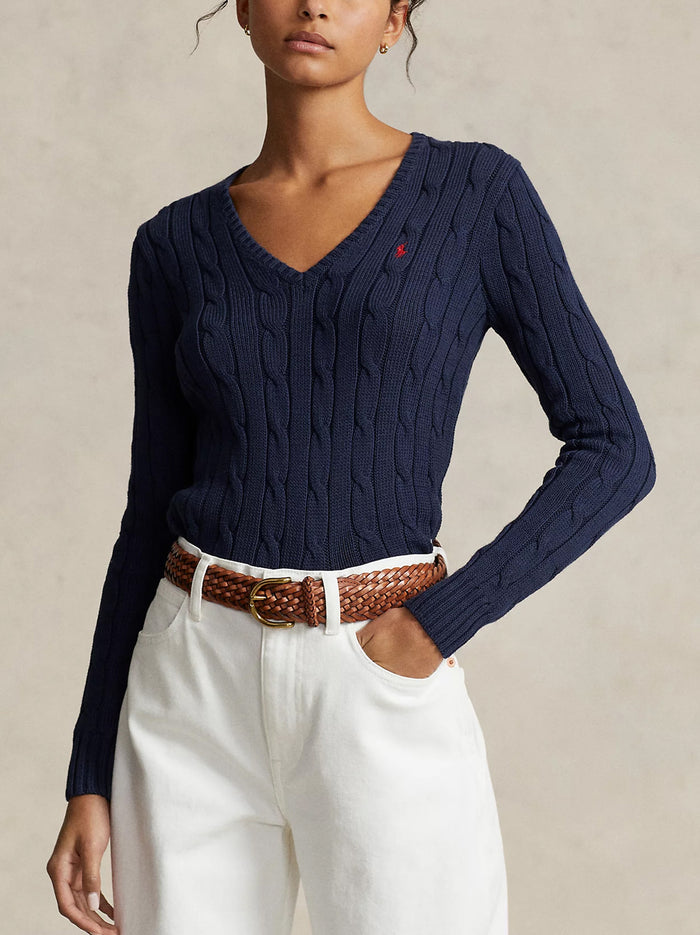 V-neck braided sweater-2