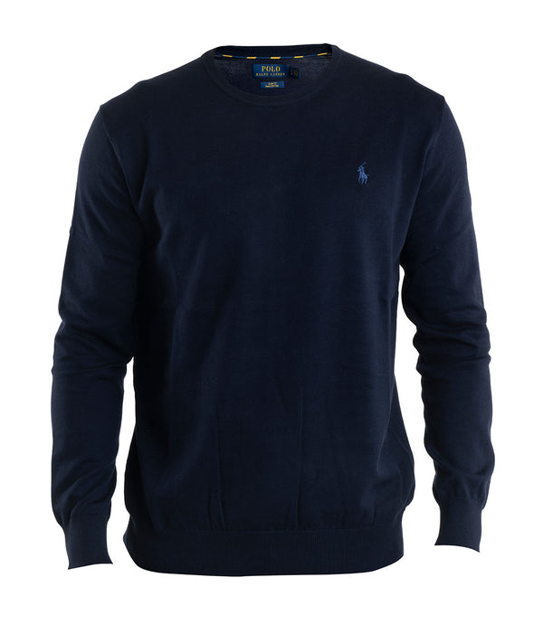 Navy Cotton Crew Neck Sweater