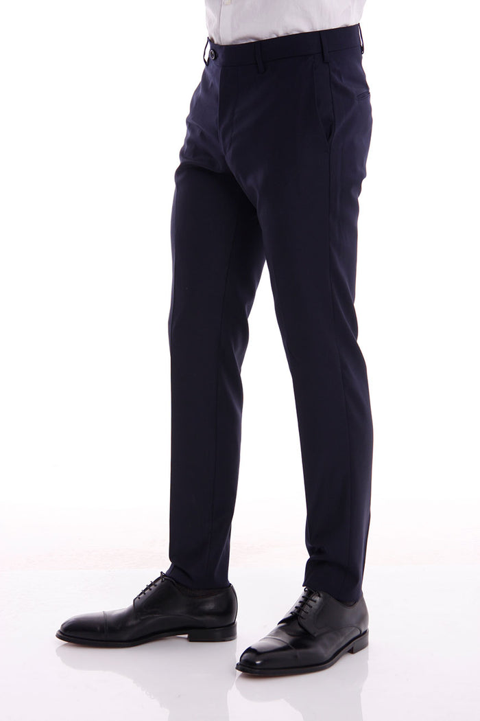 Berwich Navy Blue America Pockets Trousers-2