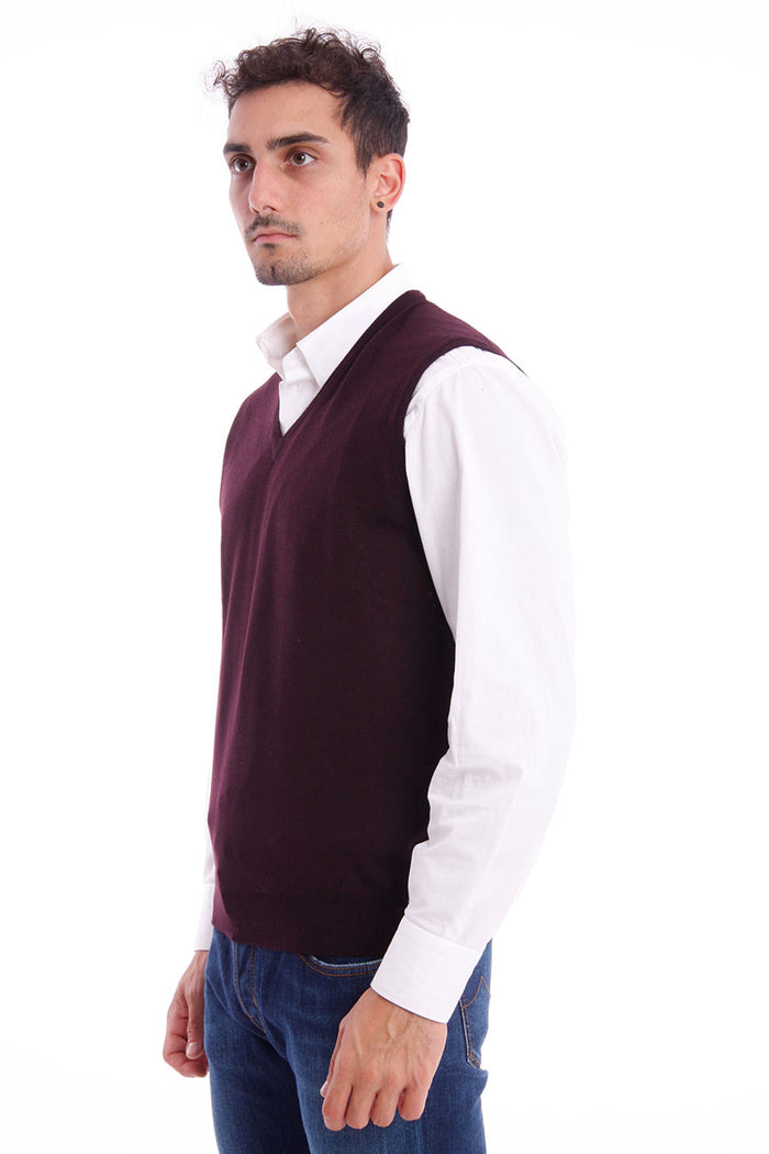 M.marte Burgundy V-neck Vest-2