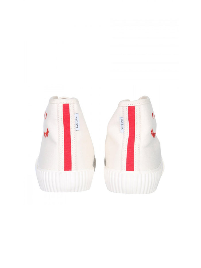 White Canvas Sneakers with Red Profiles-3