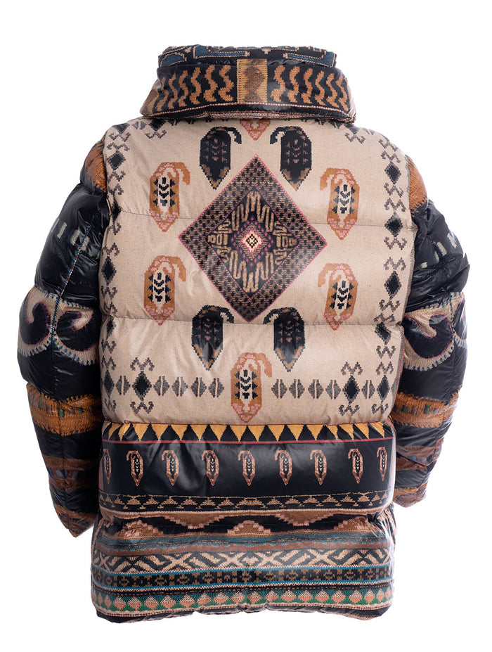 Geometric Print Quilted Down Jacket-2