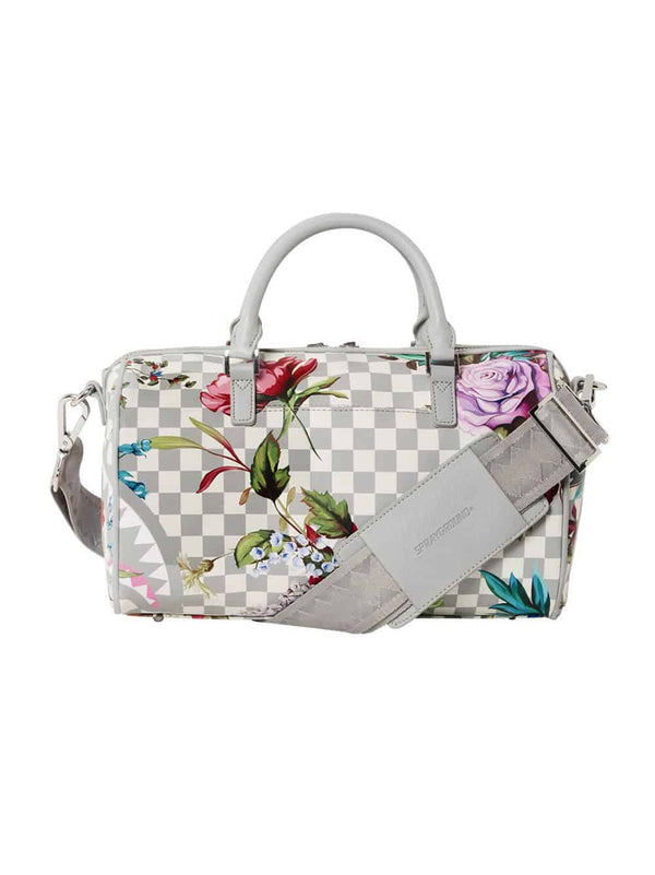 Gray Floral Fant Boston Bag