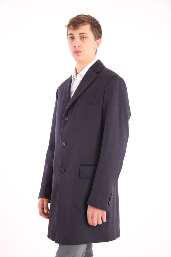 Cappotto Elegante In Cashmere Blu-2