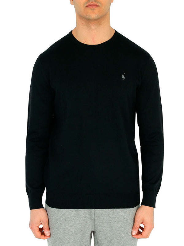 Ml Crewneck Black Cotton Sweater