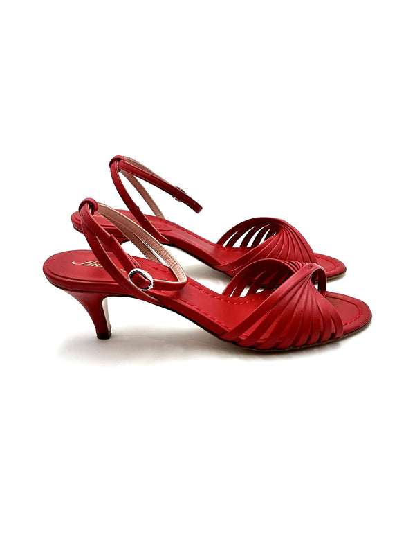 Sandalo Tacco Incrocio Rosso